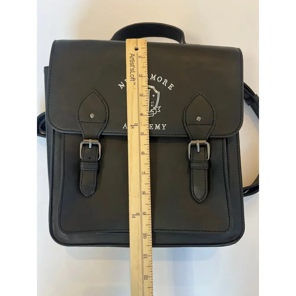 Wednesday Addams TV Series Solid Nevermore Logo  Black Backpack Bag
